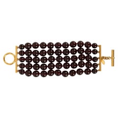 Retro Chanel Gold Metal and Pearl Bracelet