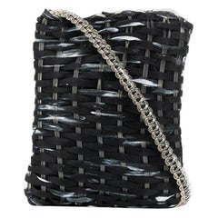 2000s Giorgio Armani Vintage black braided mini shoulder bag