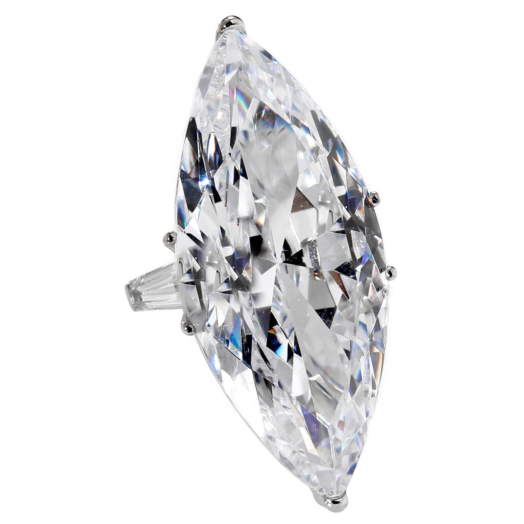 Jackie O' 40 Carat Marquise D Color Cubic Zirconia Diamond Ring Copy 