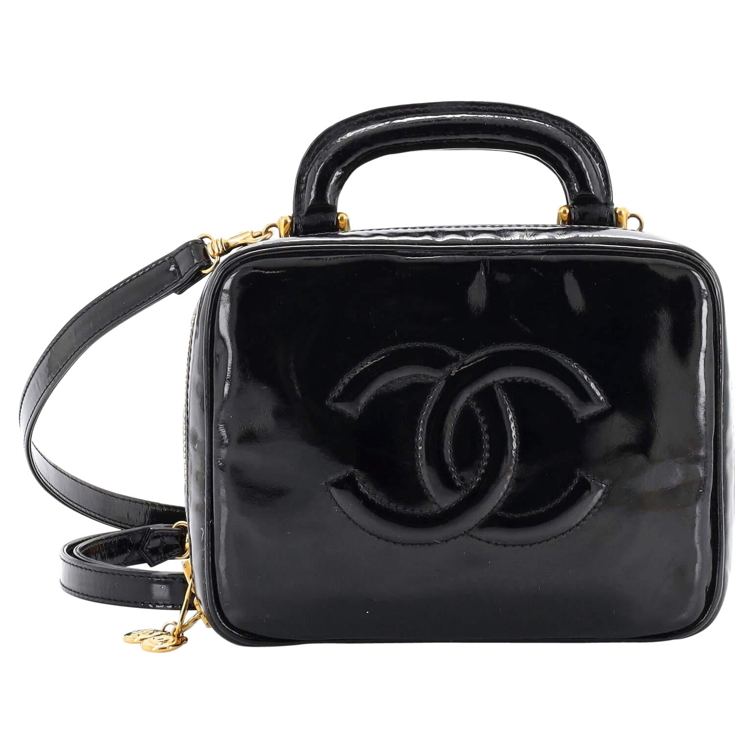 Chanel Vintage Timeless Zip Around Vanity Case Patent Mini