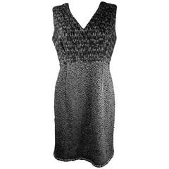 Chanel Dress - US 12 - 44 - Tweed Black Gray White Sleeveless Wool Silk CC Logo