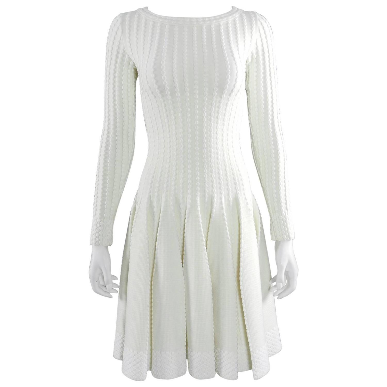 Long sleeve winter white dress