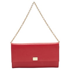 Dolce & Gabbana Red Leather Wallet On Chain