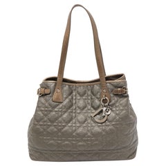 Dior Metallic Cannage Coated Canvas and Leather Small Panarea Tote