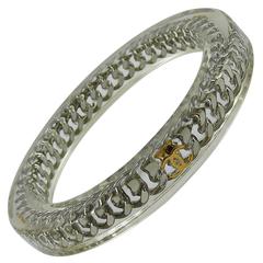 Chanel Vintage 1997 Clear Acrylic Chain and CC Bangle Bracelet 7