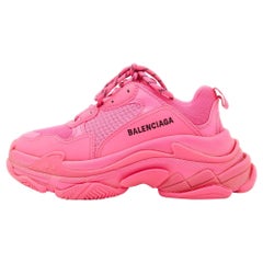 Balenciaga Pink Mesh and Leather Triple S sneakers Size 37