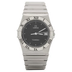 Omega Black Stainless Steel Vintage Constellation 39610701 Unisex Wristwatch 32 