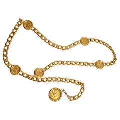 Rare Vintage Chanel Gold Medallion Coin Chain Waist Belt