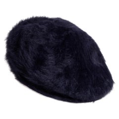 Vintage John Galliano navy angora beret hat, fw 1989