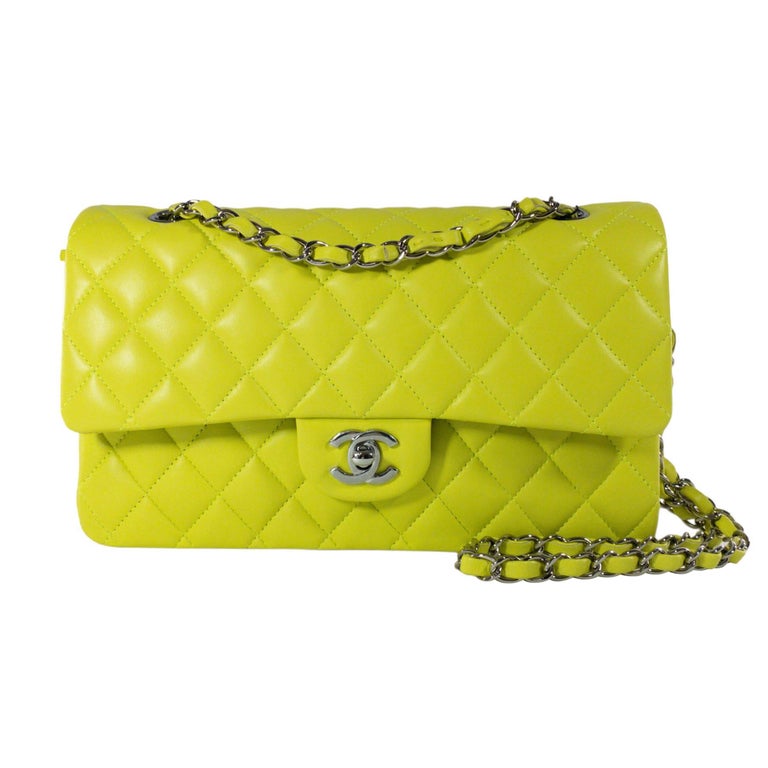 23c Neon Yellow Caviar Quilted Coco You Mini Flap Bag Light Gold Hardware