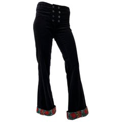 1970s Black Velvet Bellbottom Pants