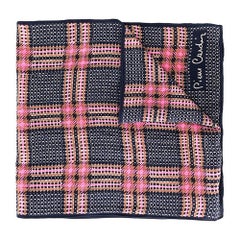 Pierre Cardin Vintage blue silk checked pink and brown 70s foulard.
