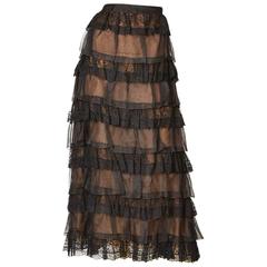 Oscar de la Renta Organza and Lace Evening Skirt