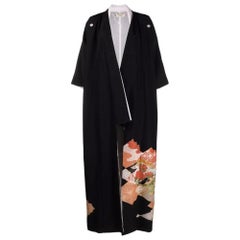 70s A.N.G.E.L.O. Vintage Cult printed black silk japanese kimono