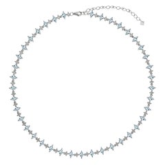  Sapphire Harlequin Choker Necklace, Aquamarine & White Sapphire, 10kt Gold