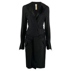 Gianfranco Ferrè Vintage black wool chemisier midi 90s dress