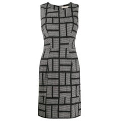 Balenciaga Vintage black and white checked wool midi 90s sleeveless midi dress