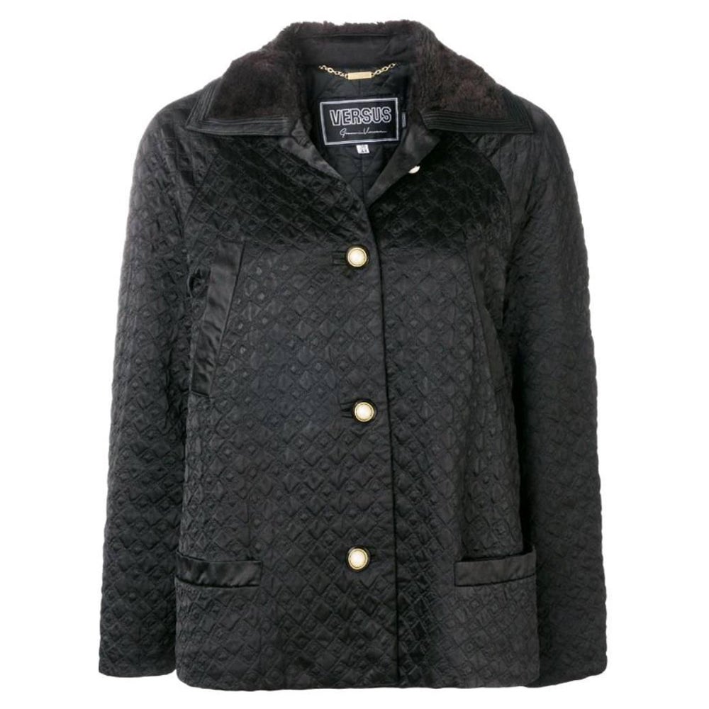 Versus by Gianni Versace Vintage 90s black geometric quilt jacket.