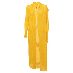 Missoni Yellow Ribbed Knit Open Long Cardigan XL