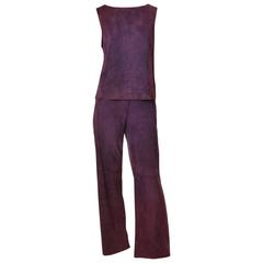 Hermes Purple Suede Pant Ensemble