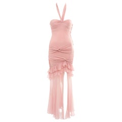 Used Christian Dior by John Galliano pink silk halter neck evening dress, ss 2004