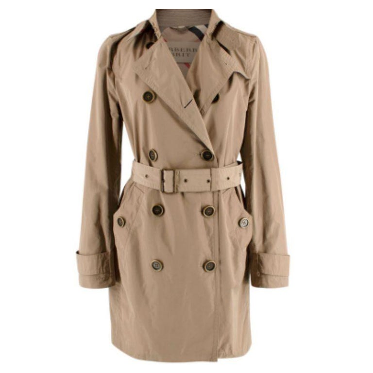 Burberry Brit Beige Double Breasted Trench Coat For Sale at 1stDibs