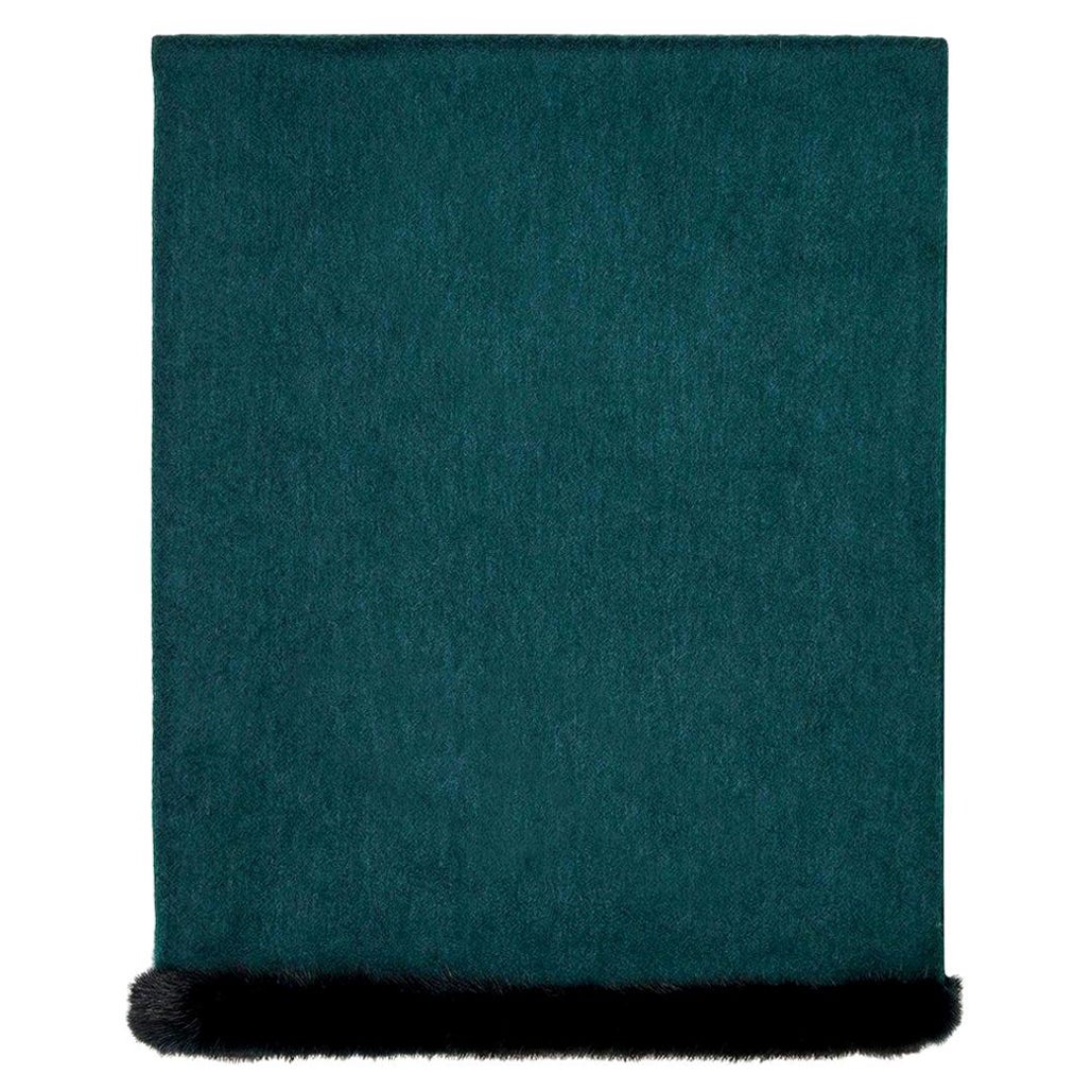 Verheyen London Mink Fur Trimmed Cashmere Shawl Scarf In Forest Green Verheyen London Mink Fur Trimmed Cashmere Shawl Scarf In Forest Green