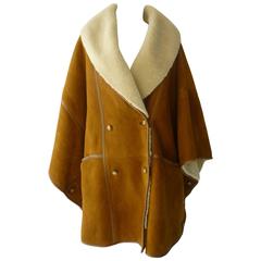 Retro Max Mara Shearling Cape/Jacket (8 US)