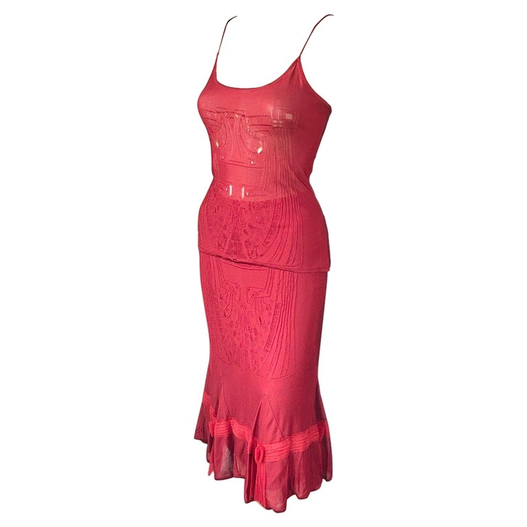 John Galliano F/W 2004 Open Knit Top and Skirt 2 Piece Set 