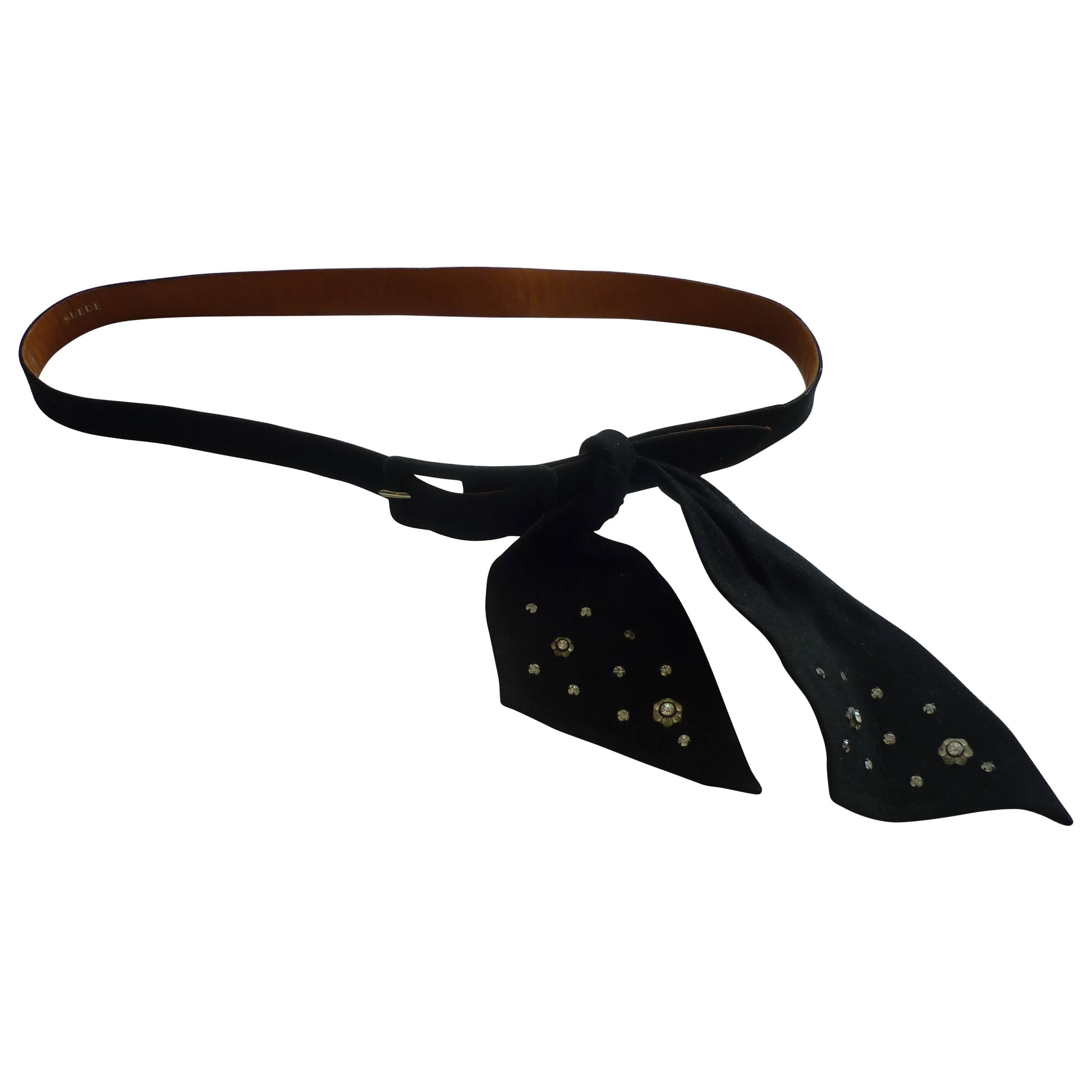 Lutece Vintage Suede Embellished Belt   For Sale