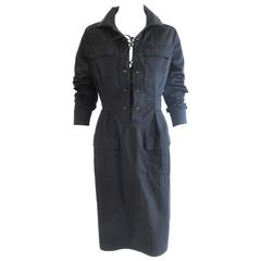 YVES SAINT LAURENT Tom Ford Black Cotton Safari Dress