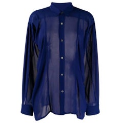 90s Comme Des Garçons Vintage blue semitrasparent silk shirt