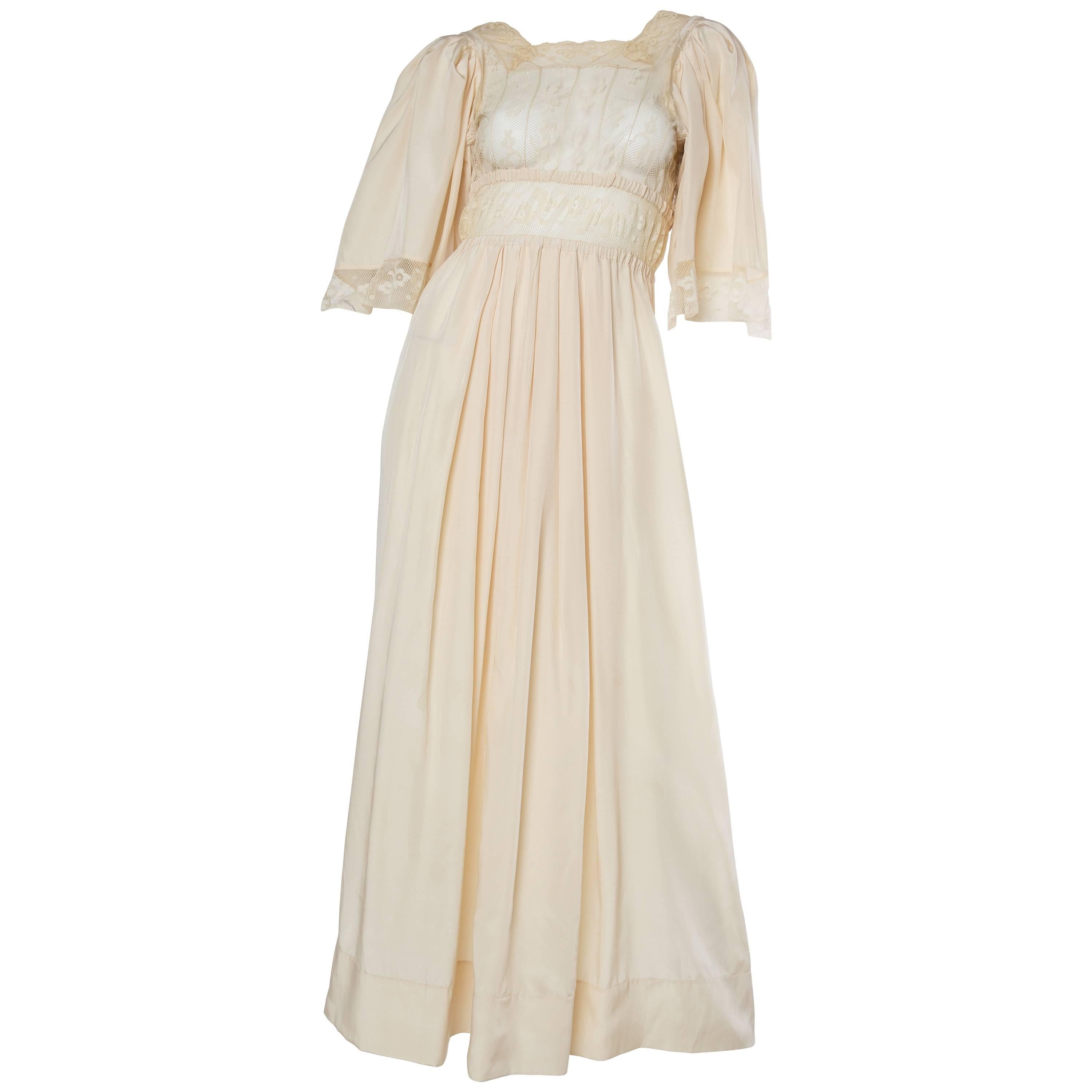 Edwardian Silk and Lace Negligee Dress