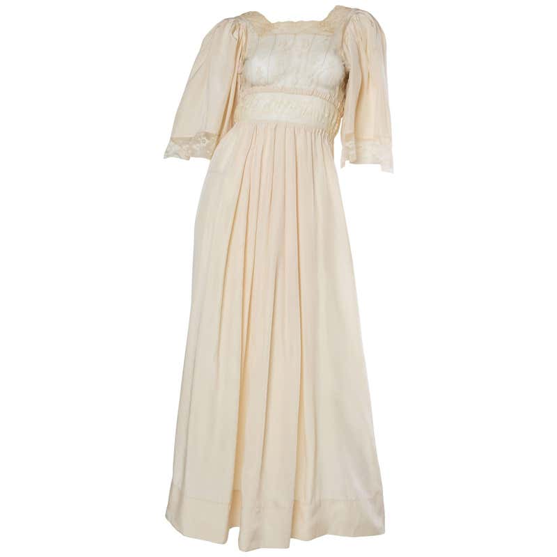 Edwardian Silk and Lace Negligee Dress at 1stDibs