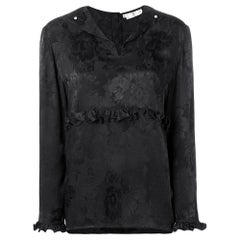 80s Valentino Garavani Vintage black jacquard silk blouse