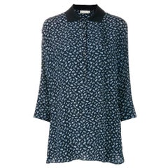 80s Gianni Versace Vintage blue silk blouse with floral print