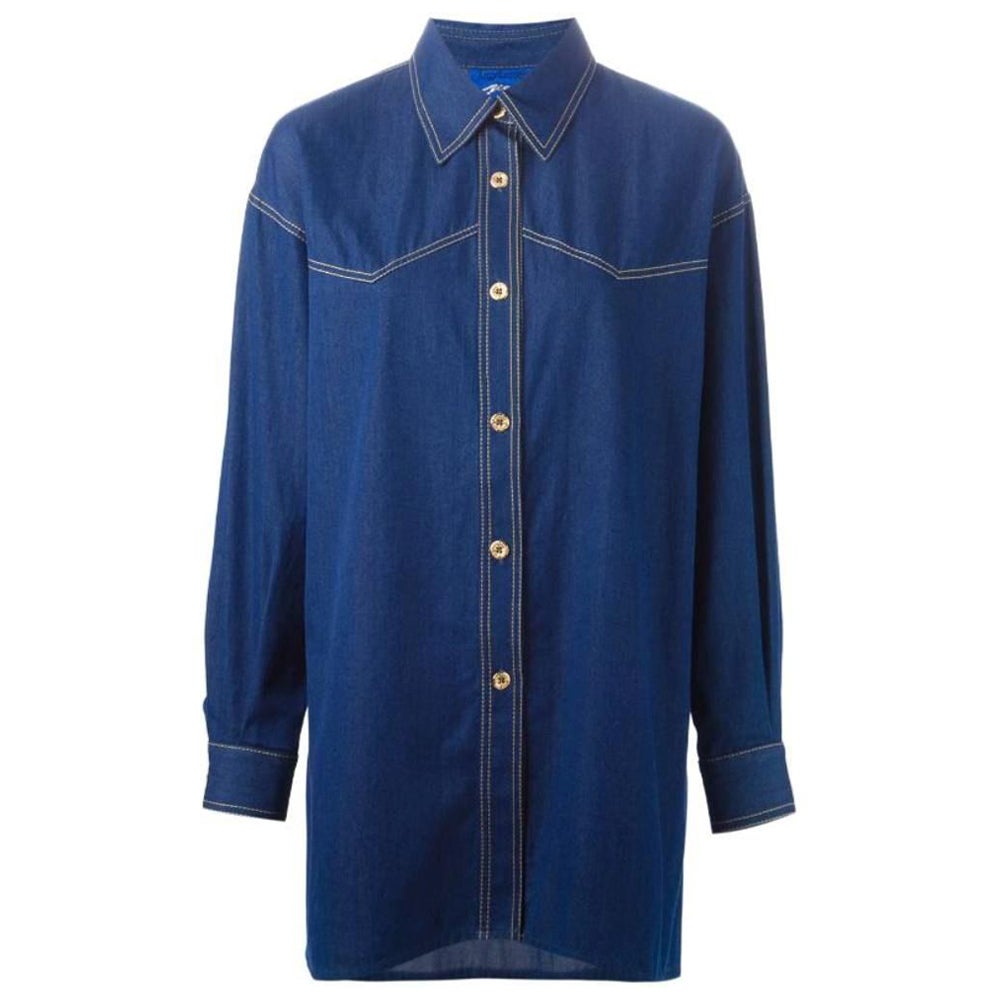 2000s Guy Laroche Vintage blue cotton denim shirt For Sale at 1stDibs