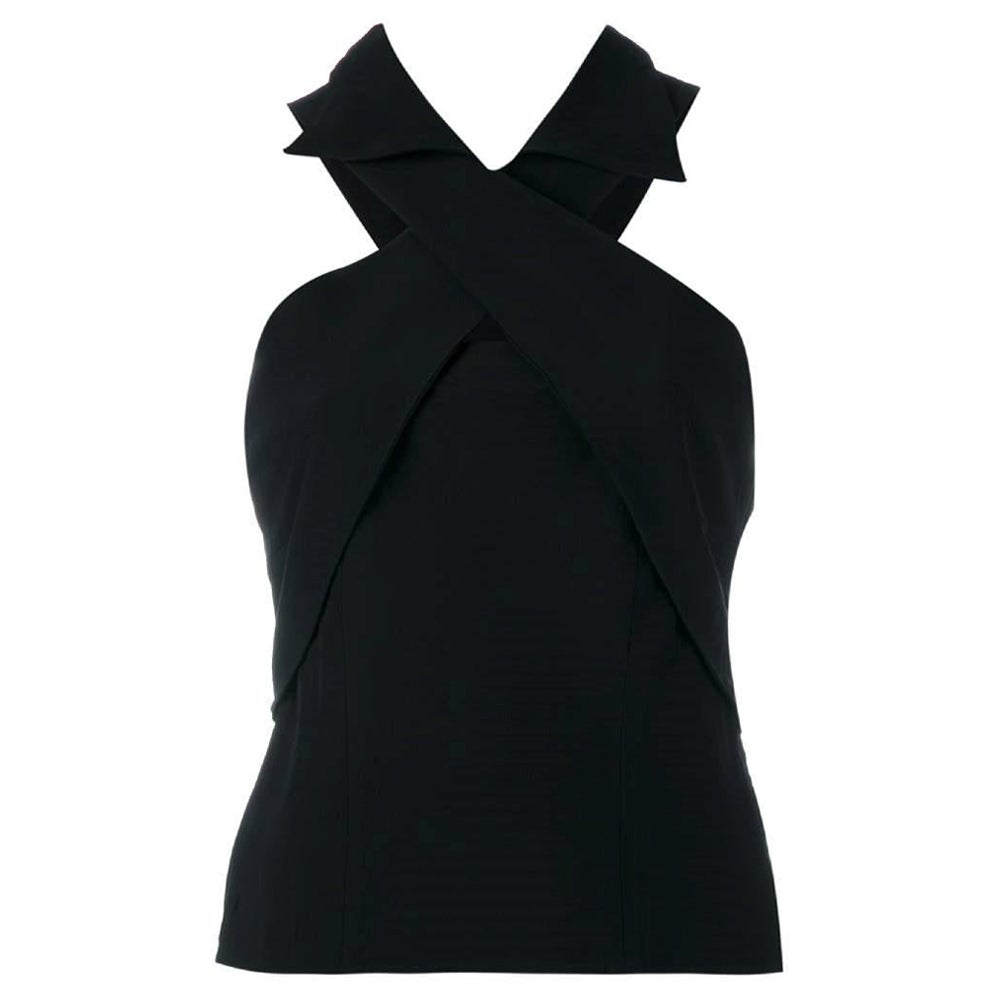 90s Gianfranco Ferré Vintage black cotton blend sleeveless top