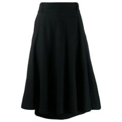 70s Gianni Versace Vintage black wool flared skirt