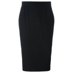 80s Gianni Versace Vintage black wool midi skirt