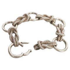 Retro Hermes Rope Knot Sailor Bracelet in Silver