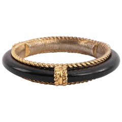 Goossens Black Wooden Bangle Bracelet