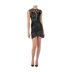 1980S Black Lace Leather Cocktail Dress