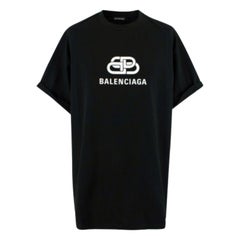 Balenciaga Logo Printed Black Cotton T-Shirt