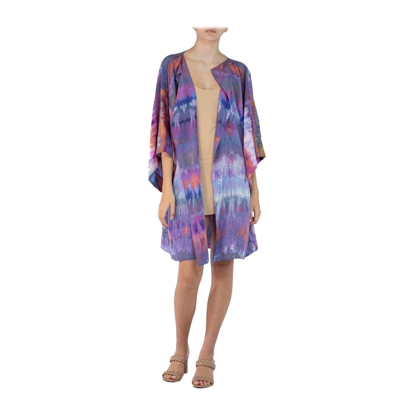 Morphew Collection Purple & Orange Silk Kimono For Sale