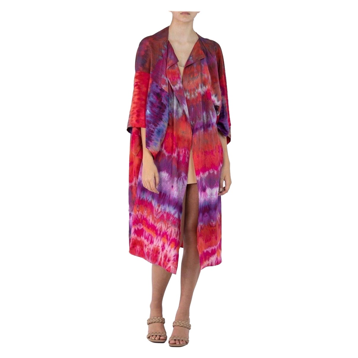 Morphew Collection Red, Purple & Orange Silk Kimono For Sale