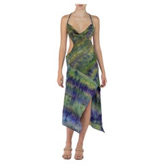 Morphew Collection Green & Purple Silk Ice Dyed Dress