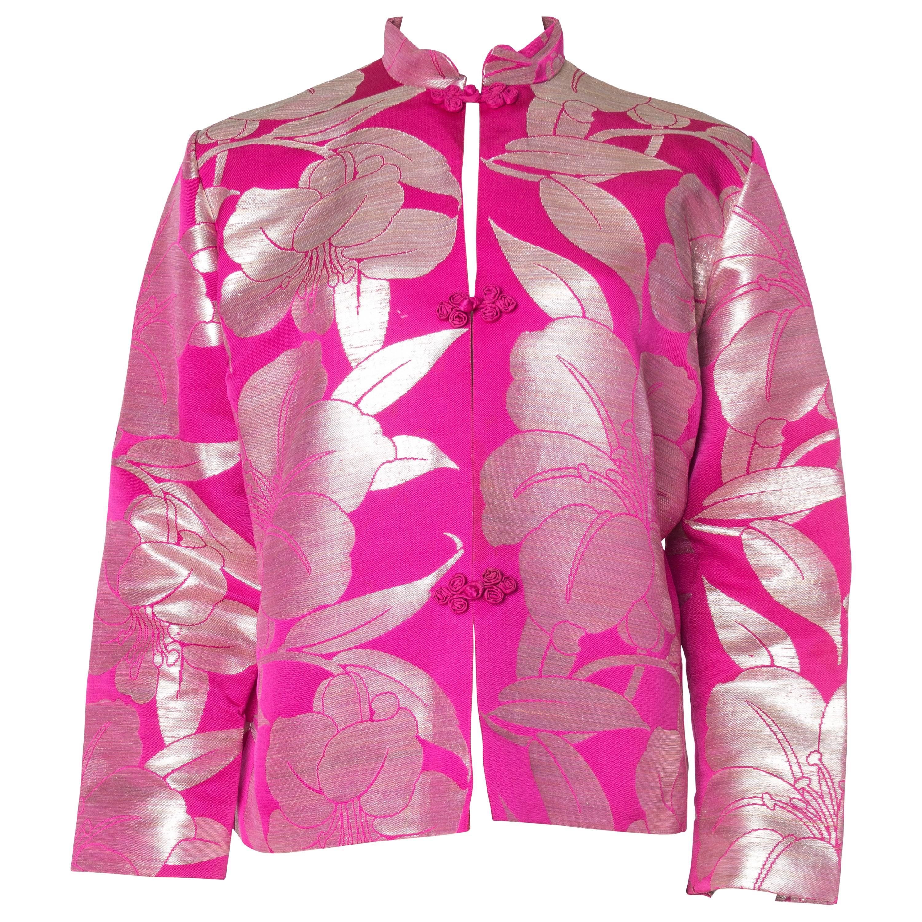 1960S Obi Pink Floral Print Japanese Swing Jacket