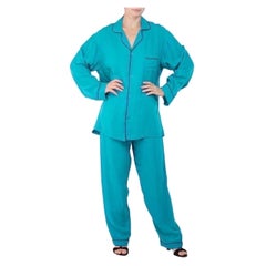 Pajamas Morphew Collection sarcelle foncée avec bordure indigo