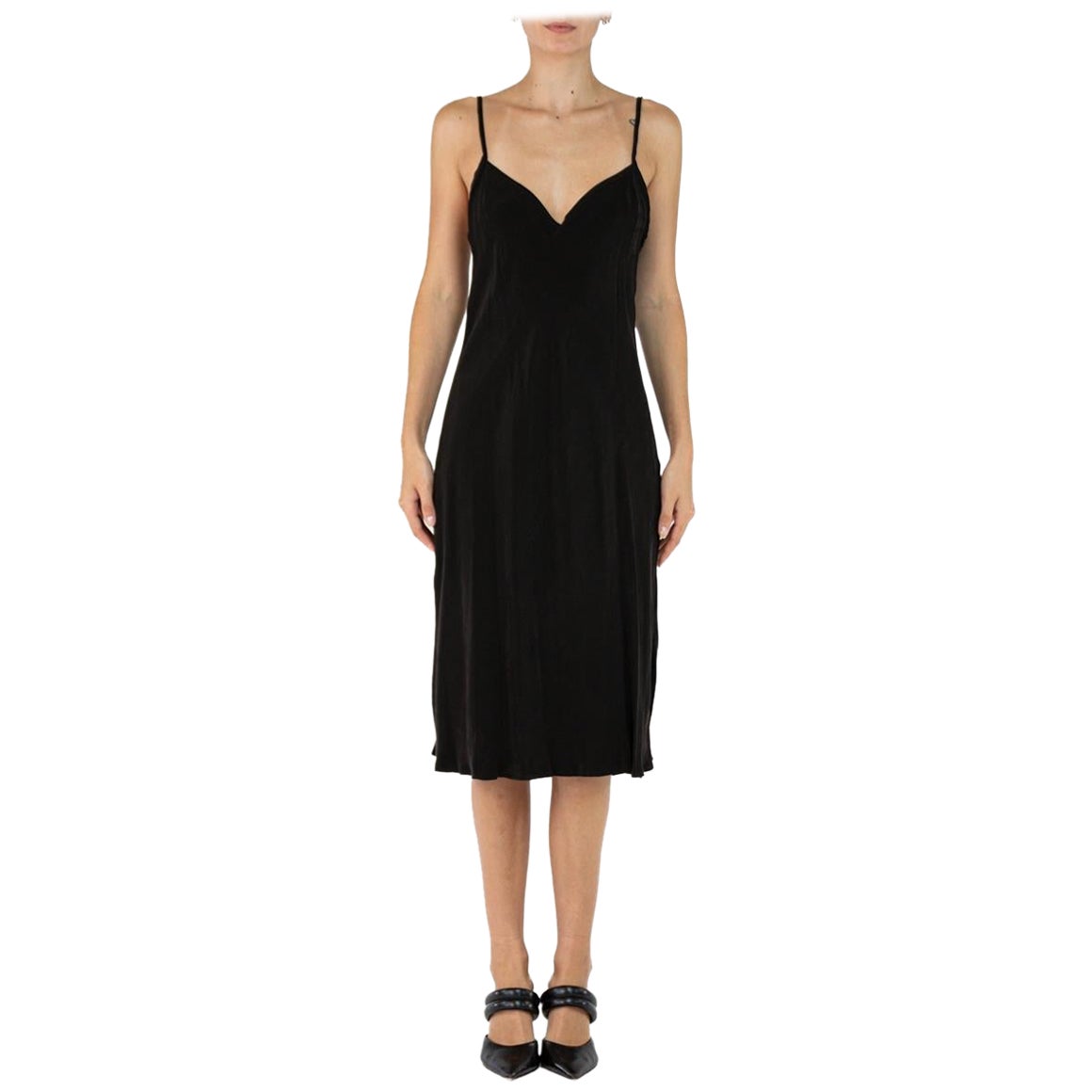 Morphew Collection Black Cold Rayon Bias Maxi Slip Dress Master Medium For Sale